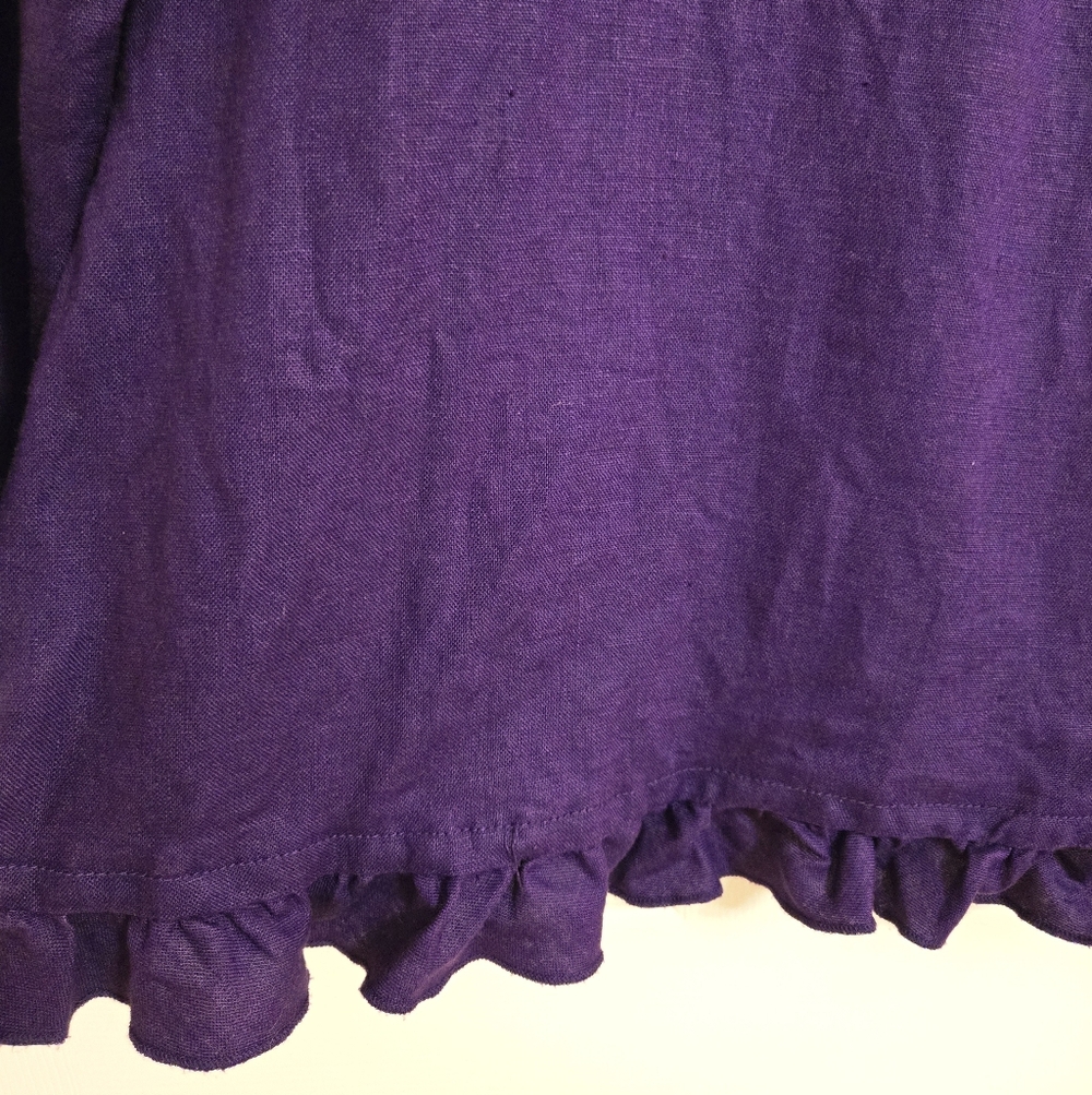 Hot Cotton Rich Purple Linen Blouse Size Medium - Picture 2 of 5